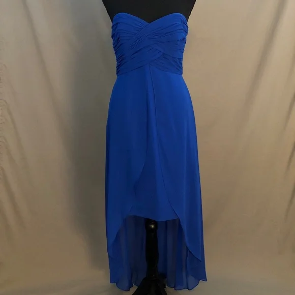 David's Bridal | Dresses | Royal Blue Davids Bridal Strapless Short To Long  Flowy Formal Dress | Poshmark